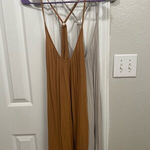 Forever 21 Brown and Cream Midi Dresses 2 Pack Soft Strappy